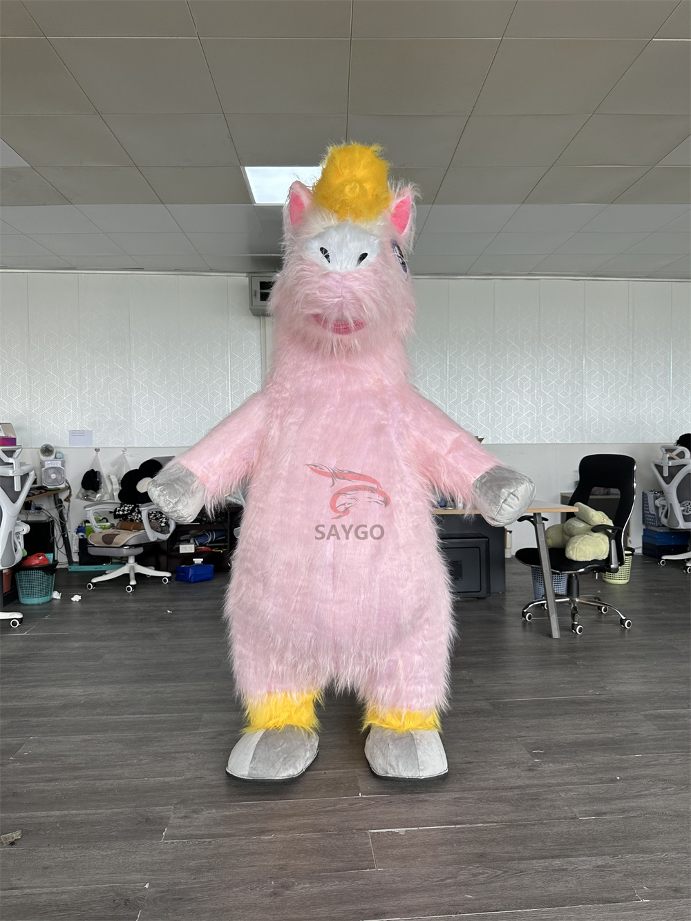 Inflatable Pink Unicorn Horse Mascot Costume for Adults Cute Pink for Pony Inflatable Dress for Christmas Halloween Mascot