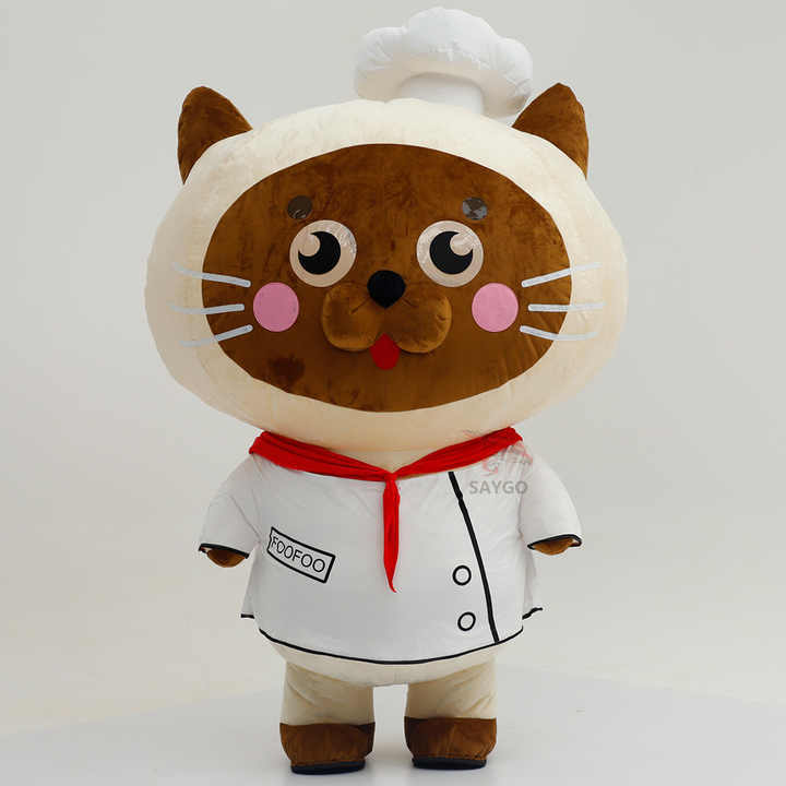 Cusom Cook Cat Chef Inflatable Mascot Costume for Advertisement Business 2.2m 2.6m Inflatable Chef cat Mascot Costume with Brand logo,Big Mascot,Brown cat Chef Inflatable Mascot Costume for Advertisement Business 2.2m 2.6m Inflatable Chef cat Mascot Costume with Brand logo