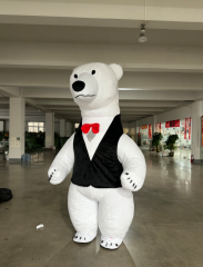 Best Seller Vest and Tie Inflatable White Polar Bear Mascot Costume for Kids Wearable Walking Cartoon Costumes Rental Available