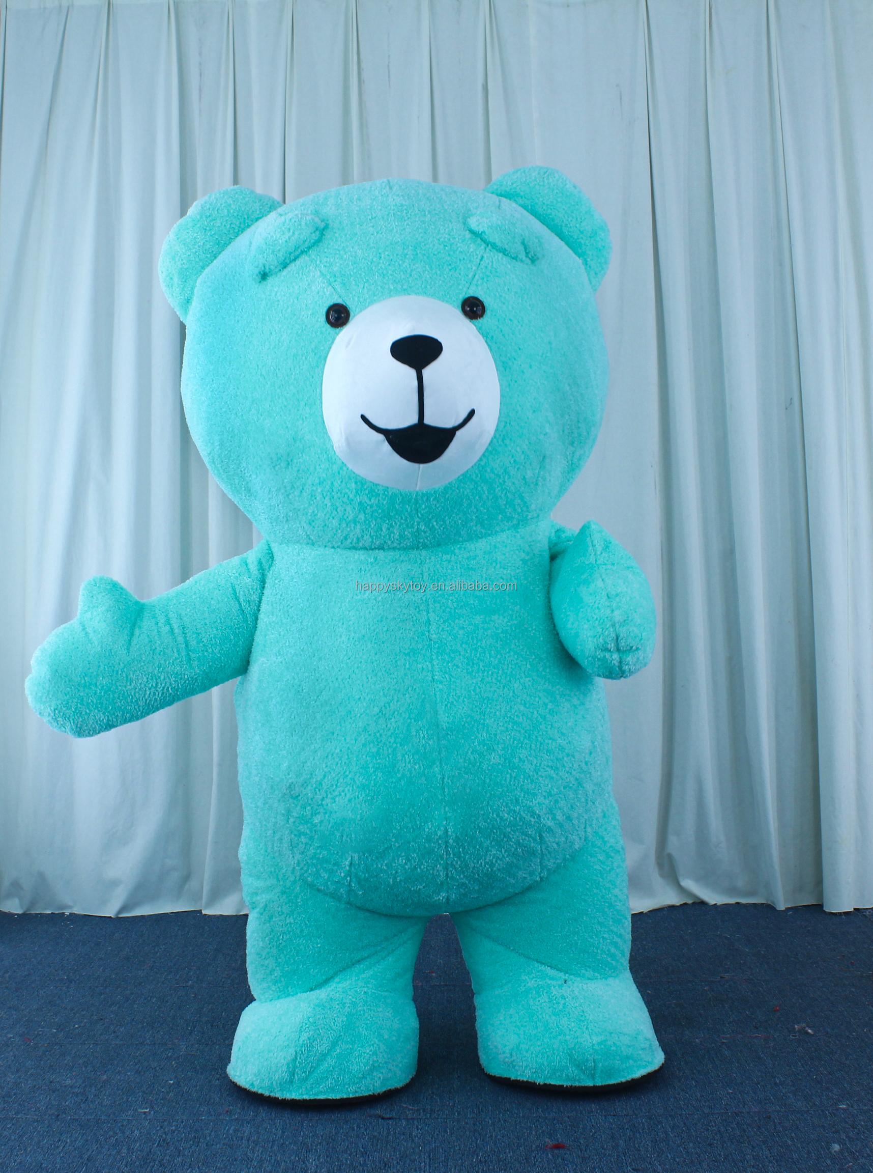 Hot Sale Life Size Inflatable Sky Blue Teddy Bear Mascot Costume for Adults-Unisex Easter/Halloween Use