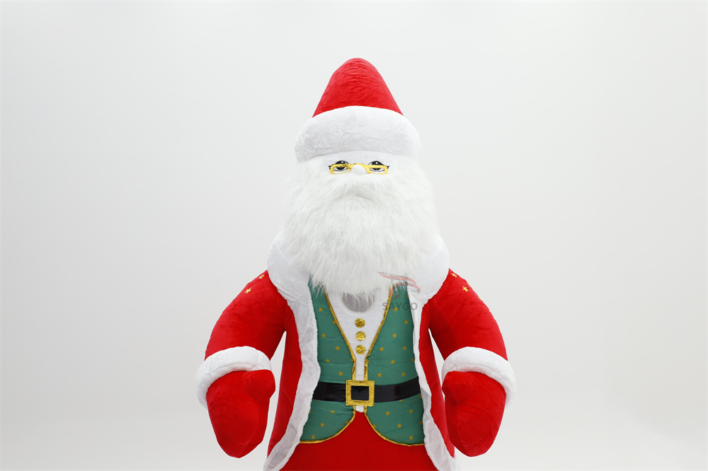 Christmas Inflatable Santa Clause Mascot Costume Multiple Colors Plush Fur Suit for Adults Festive Events Walk-Through Mascot