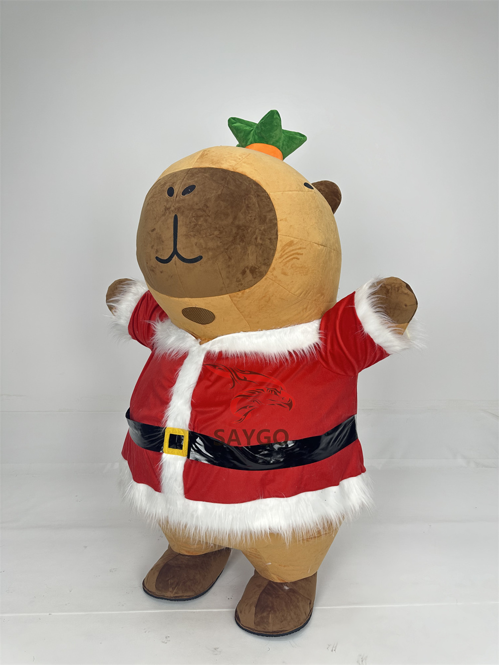Lovely Design Santa Style Plush Capybara Mascot Costume 2/2.6m Adult Inflatable Capybara Hamster Costume Dress up Cloth for Sale