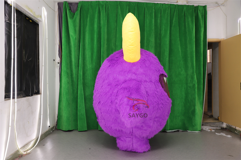 Purple Single Big Eye Power Plant Monster Inc. Mascots Costume 2m 2.6m Inflatable Furry Eye Monster with Antler for Sale