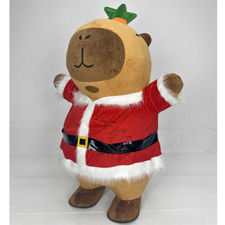 Lovely Design Santa Style Plush Capybara Mascot Costume 2/2.6m Adult Inflatable Capybara Hamster Costume Dress up Cloth for Sale