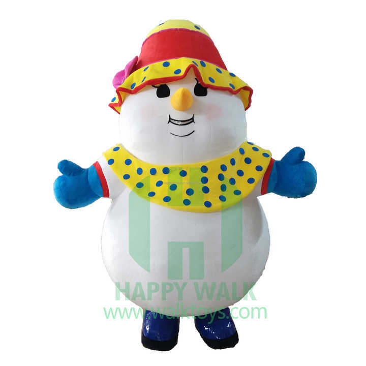 Pretty Girl Birthday Party Dress Christmas Cartoon Character Snowman Mascots Costumes for Adult Wear 2.2m Snowman Inflate Suit