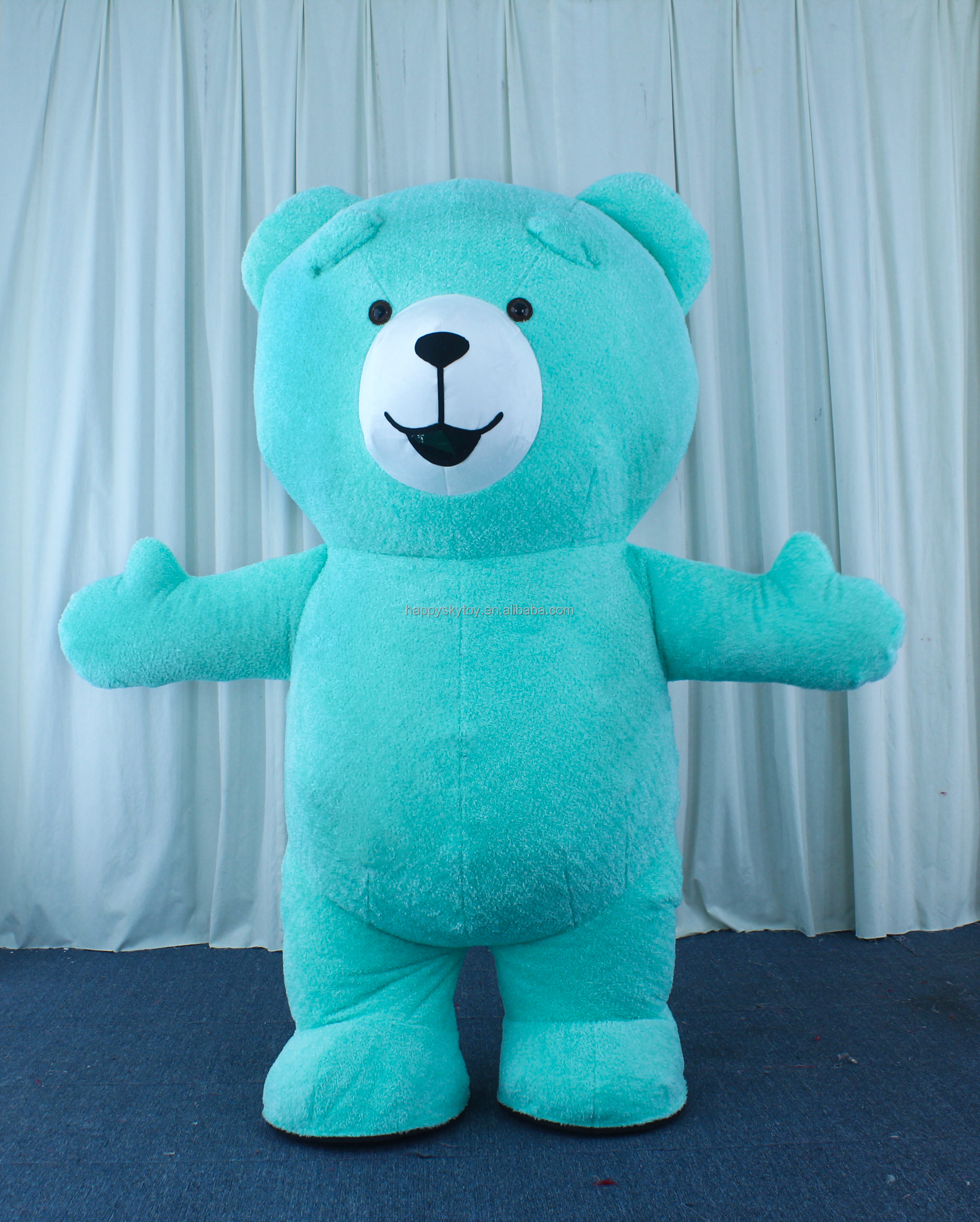 Hot Sale Life Size Inflatable Sky Blue Teddy Bear Mascot Costume for Adults-Unisex Easter/Halloween Use
