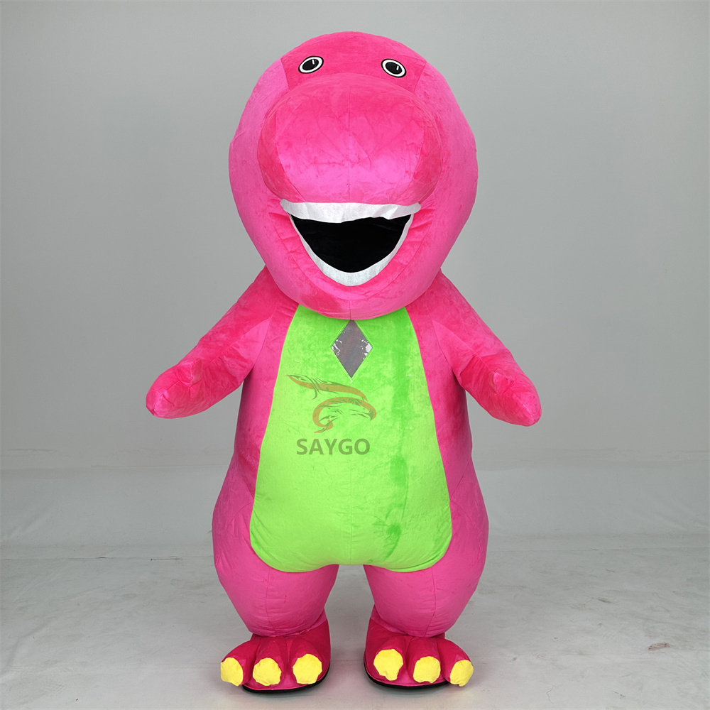 Cartoon Character Cheap Unisex Inflatable Barney Costume Plush Adult Stuffed Walking Dragon Mascot Costume for Carnival Holiday