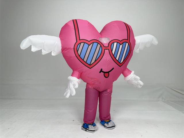 Swing Angle Inflatable Heart Mascot Costume for Adults Dress up Festivals Performance Wear