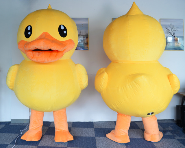 Unisex Halloween Fancy Dress Game Large Inflatable Giant Duck Mascot Costume for Adults Party Theme Animal