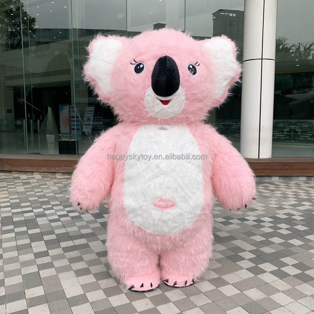 Inflatable Plush Pink Koala Bear Mascot Costume-Funny Walking Cartoon Design Adult Unisex Wearable for Easter/Halloween Holiday