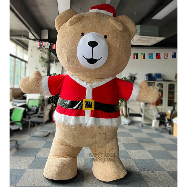 Customizable 2/2.6/3 Meter Inflatable Mascot Costume Unisex Adults' Walking Christmas Teddy Bear for Cosplay