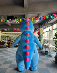 Inflatable Blue Dragon Adult Mascot Costume Cartoon Dinosaur Cosplay Movie Character Plush Fursuit Blue Dragon Plush Costume