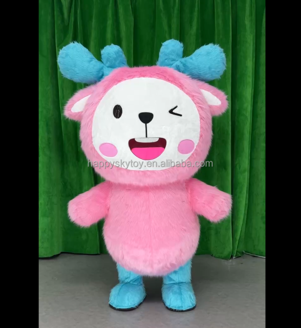 Anime Cosplay Mascot Costume Cartoon Character Deer pink Inflatable Clothing for Adults Birthday Party Dress 2.2m Mascots Suit