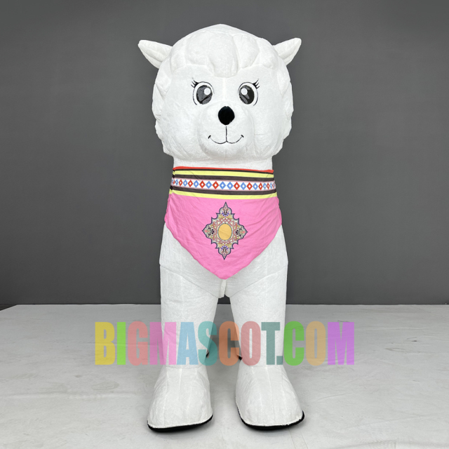 White Inflatable Alpaca Mascot Costume for Adults Dress 2.2m Unisex Plush Alpaca Sheep Cosplay Costumes Party Dress