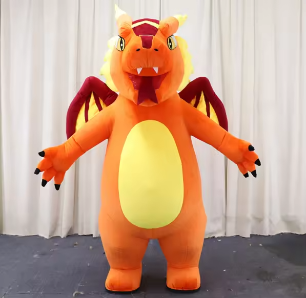 MOQ 1 PIECE Giant Vivid Inflatable Fire Dragon Mascot Costume Plush Inflatable Fire Dragon Costume for Adult