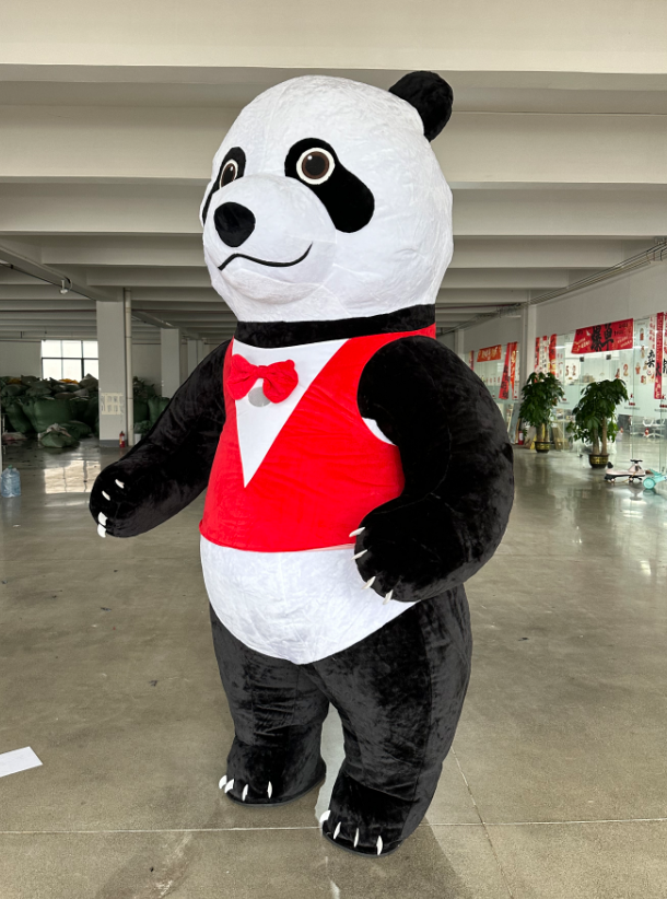 New Black Tie Inflatable White Polar Bear Panda Mascot Costume Adult Wearable Walking Cartoon Costumes Adult Costume Features
