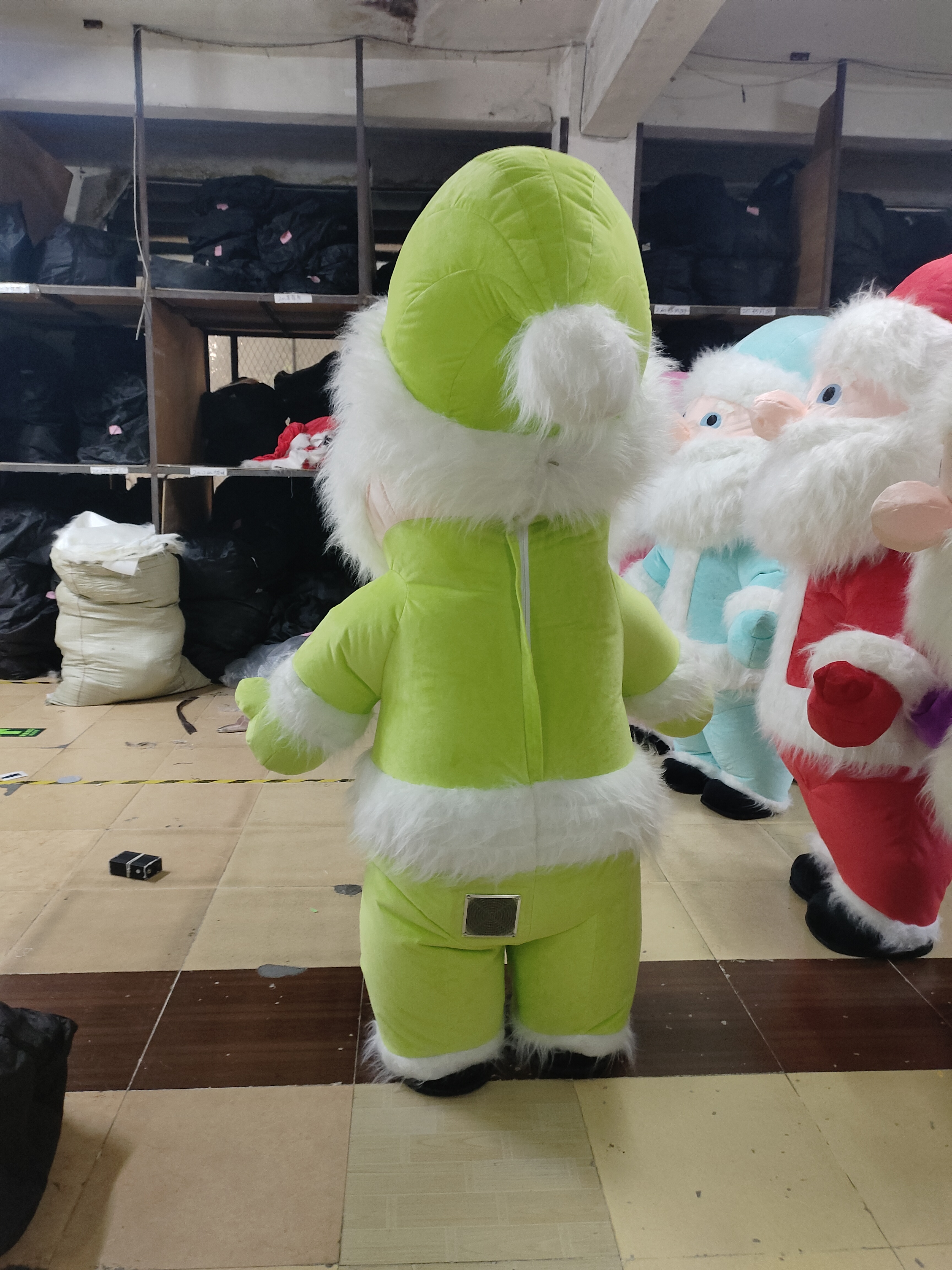 Green Inflatable Santa Claus Snowman Mascot Costume Adult Fancy Dress Christmas Party Kawaii Carnival Costumes
