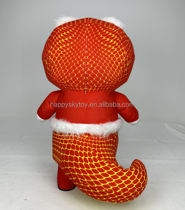 Chinese Lunar New Year Snake Children Costumes in Plush and Furry Materials for Events Rental 2m