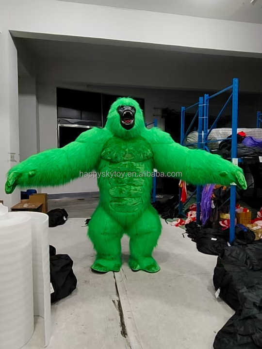 Inflatable Green Gorilla Adult Unisex Cartoon Mascot Costume Rental for Easter/Halloween Party Promotion,Big Mascot,Inflatable Green Gorilla Adult Unisex Cartoon Mascot Costume Rental for Easter/Halloween Party Promotion