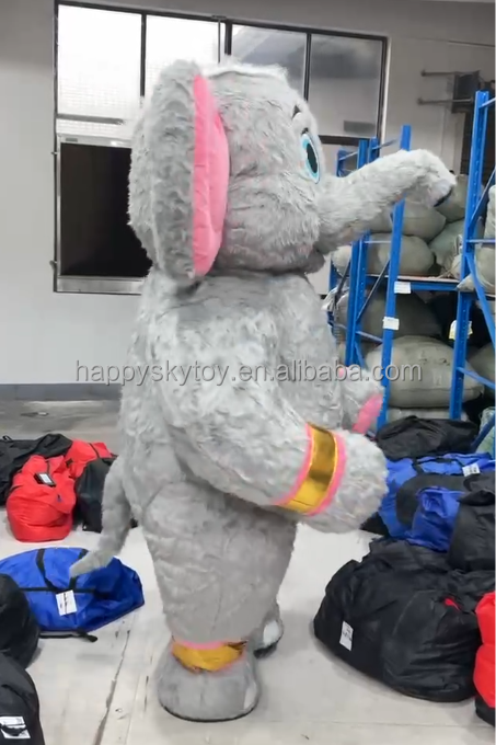 Outdoor Adult Anime Costumes Long Furry Inflatable Elephant Mascot Costume 2/2.6m Grey Elephant Cosplay Anime Clothes