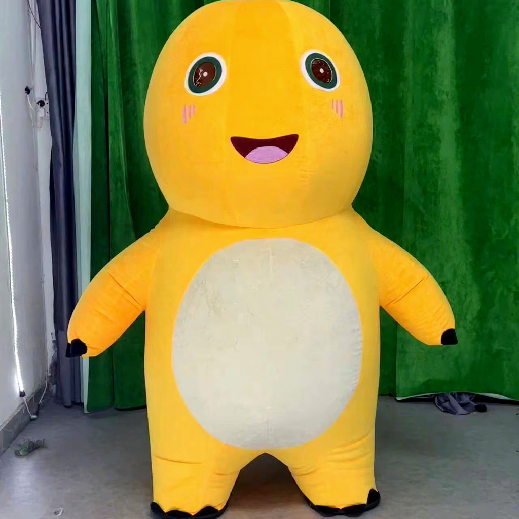 China 2m Yellow Baby Dragon Halloween Cosplay Plush Inflatable Child Toy Yellow Nailong Milk Dragon Mascot Costume Dinosaur Suit