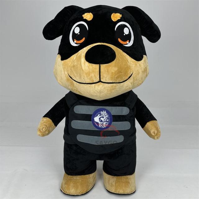 2m 2.6m Adult Size Black Color Plush Dog Mascot Costume Inflatable Animal Mascot Costume for Sale