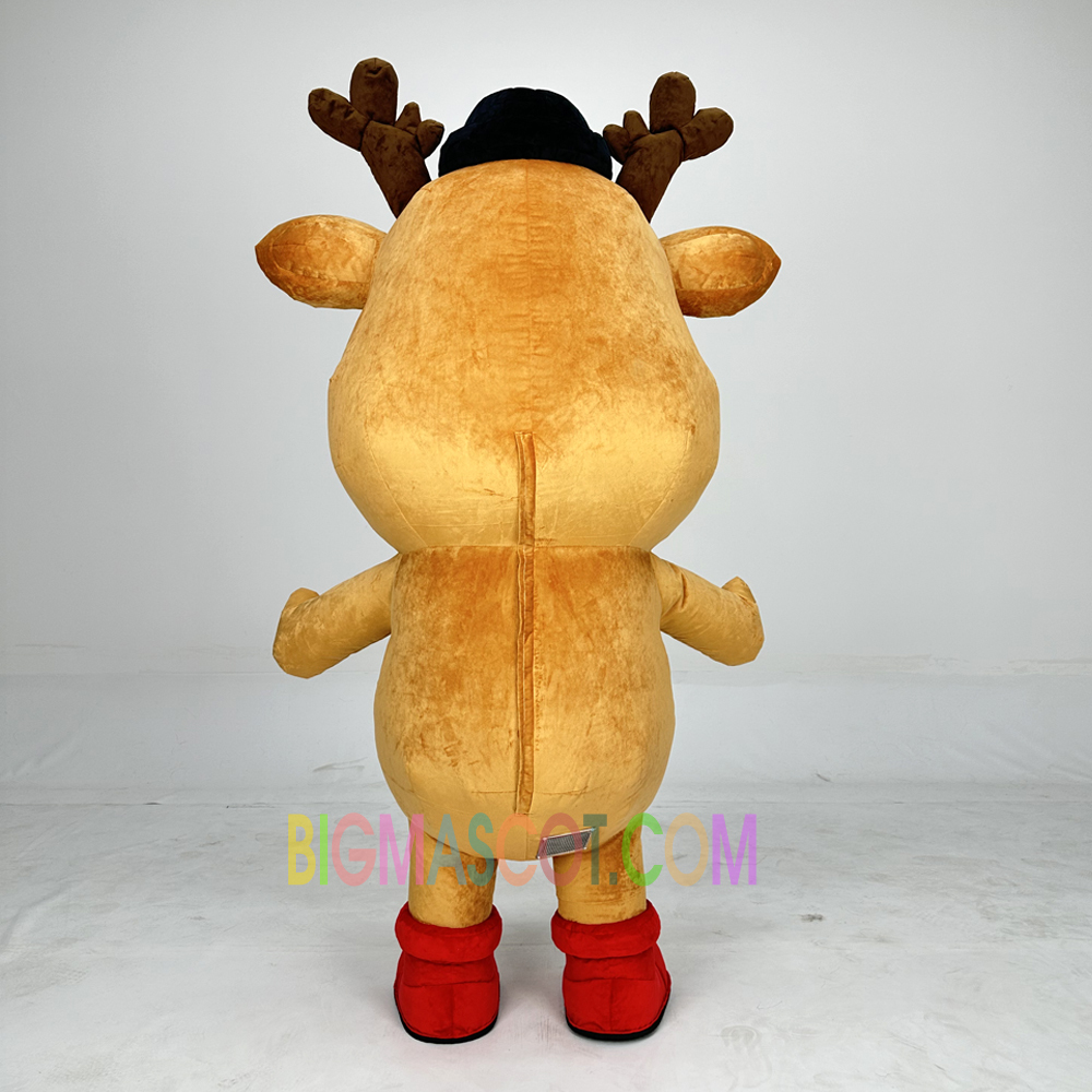 Unisex XXXL Christmas Reindeer Mascot Costume Plush Inflatable Fancy Dress for Adults Print Animal Anime Theme for Carnivals
