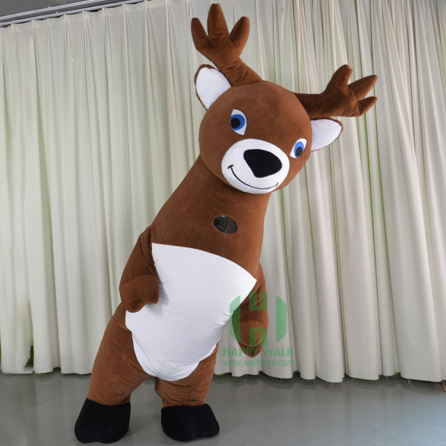 Unisex Inflatable Deer Mascot Costume Plush Walking Reindeer Suit for Adults Hand Drawn Printing Methods