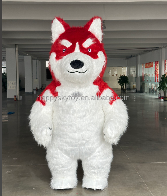 Amusement Husky Dog Inflatable Mascot Costumes for Adult 2.2m Anime Cosplay Advertising Inflatables Husky Suit Party Dresses