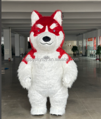 Amusement Husky Dog Inflatable Mascot Costumes for Adult 2.2m Anime Cosplay Advertising Inflatables Husky Suit Party Dresses