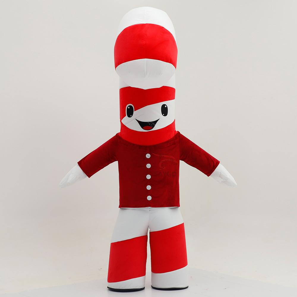 Inflatable Performance Costume Customized Inflatable Candy Cane Mascot Costume Adult Christmas Parade Decoration for Halloween