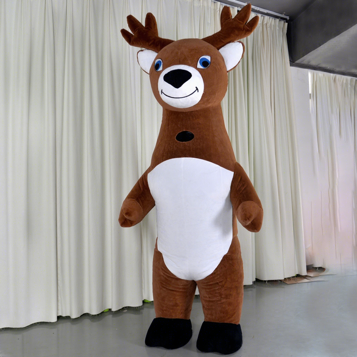 Unisex Inflatable Deer Mascot Costume Plush Walking Reindeer Suit for Adults Hand Drawn Printing Methods