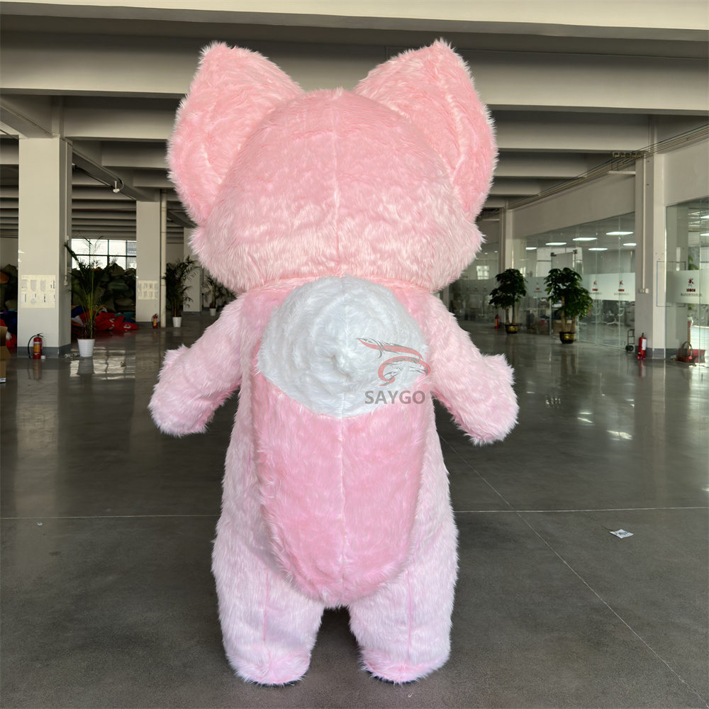 Unisex Inflatable Fox Mascot Costume Custom Fursuit Plush Adult Anime Cosplay for Halloween Carnival Animal Cartoon Party