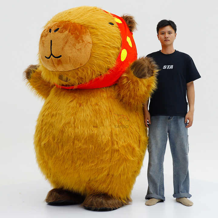 Headscarf Capybara Inflatable Walking Capybara Animal Mascot Costume for Adults-Custom Design Party Giant Cartoon Advertising Cosplay,Big Mascot,Inflatable Walking Capybara Animal Mascot Costume for Adults-Custom Design Party Giant Cartoon Advertising Cosplay