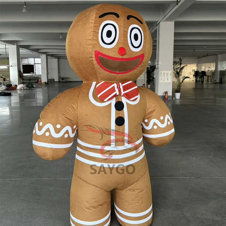 Straw Style Creative Design Gingerbread Mascot Costume 2m Inflated Gingerbread Man Costume Clothes for Human Fit in
