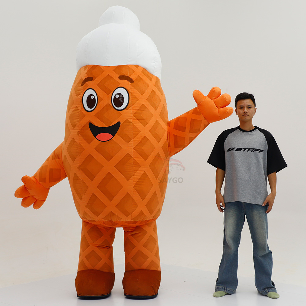Festival Walking Fun Food Cartoon Customization Inflatable Waffle Ice Cream Mascot Costume Cosplay Adult Costume for Sale