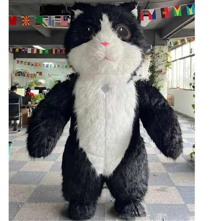 Inflatable Black Cat Adult Mascot Costume for Events Disfraz Party Dress Kids Blow up Fursuit Suit Marketing Fancy Dress