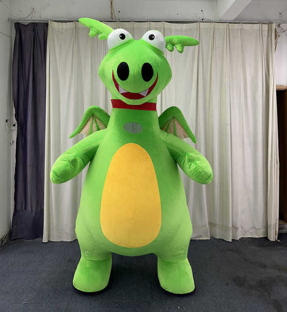 Wholesale 2.6m Unisex Adult Inflatable Dragon Costume Furry Dinosaur Mascot for Cosplay PVC & Plush Anime Theme Party Use