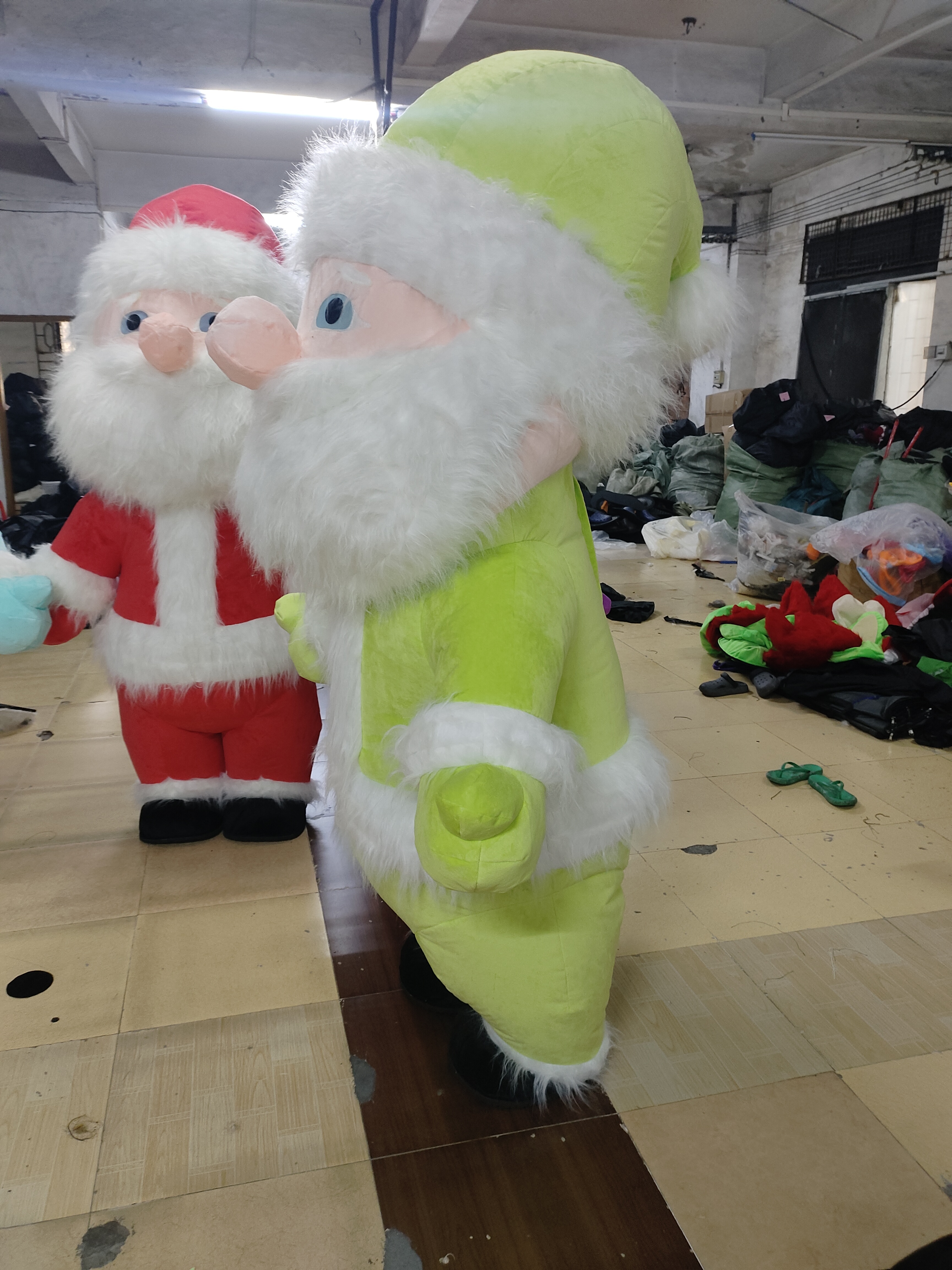 Green Inflatable Santa Claus Snowman Mascot Costume Adult Fancy Dress Christmas Party Kawaii Carnival Costumes