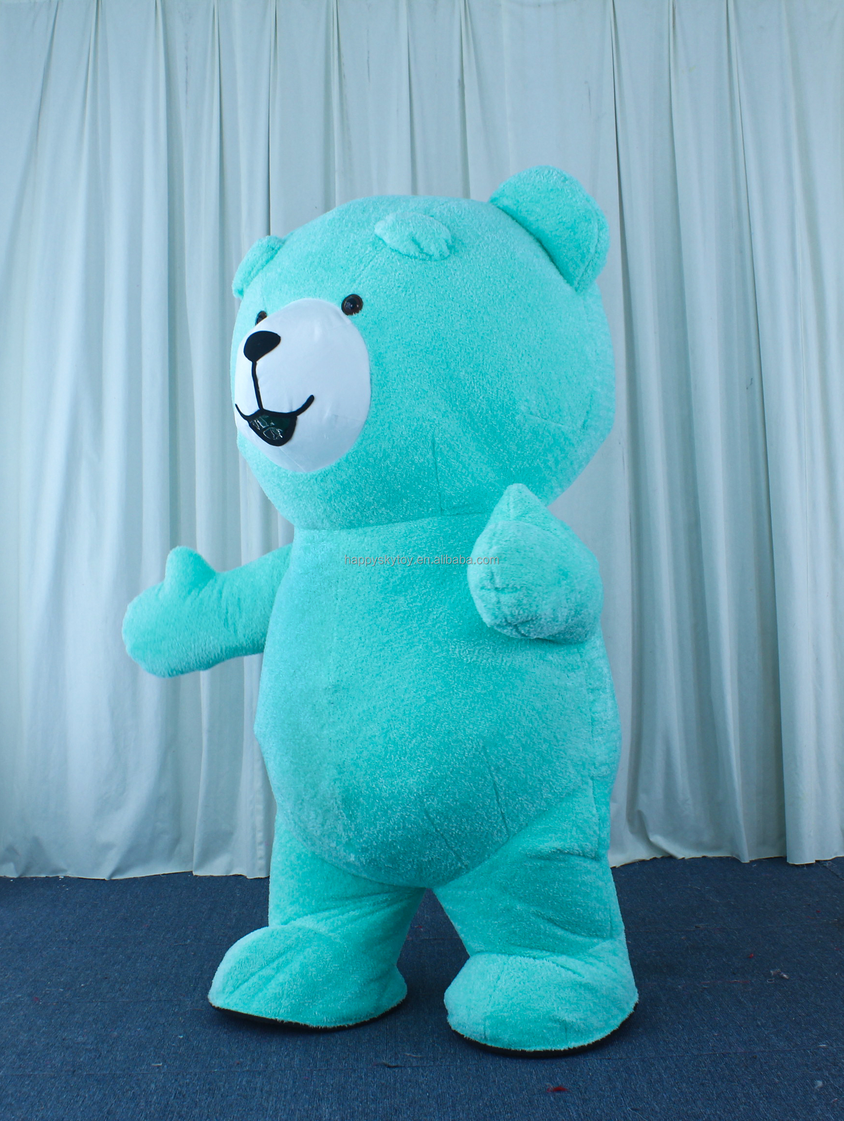Hot Sale Life Size Inflatable Sky Blue Teddy Bear Mascot Costume for Adults-Unisex Easter/Halloween Use