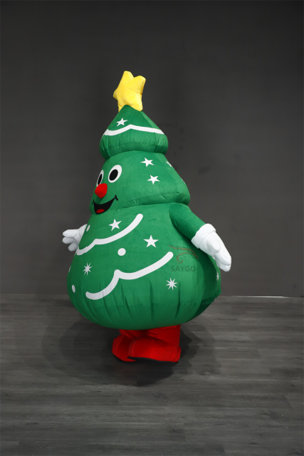 Green Christmas Inflatable Tree with Santa and Animals 2m/2.6m Tree Mascot Costume Party Dress