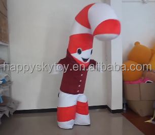Funny Christmas Mascot Costume Custom Inflatable Walking Stick and Candy Cane Suit for Parade Performance and Xmas Event