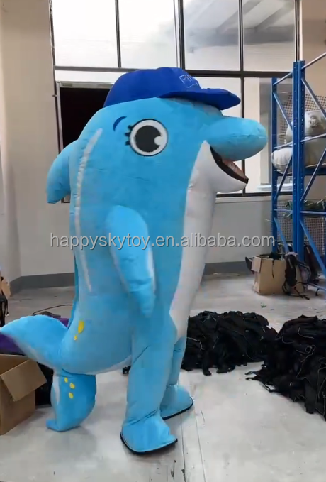 Cosplay Costume Anime Theme Dolphin Mascot Costume for Party Dress up 2m 2.6m Inflatable Dolphin Costumes Events Rental Doll