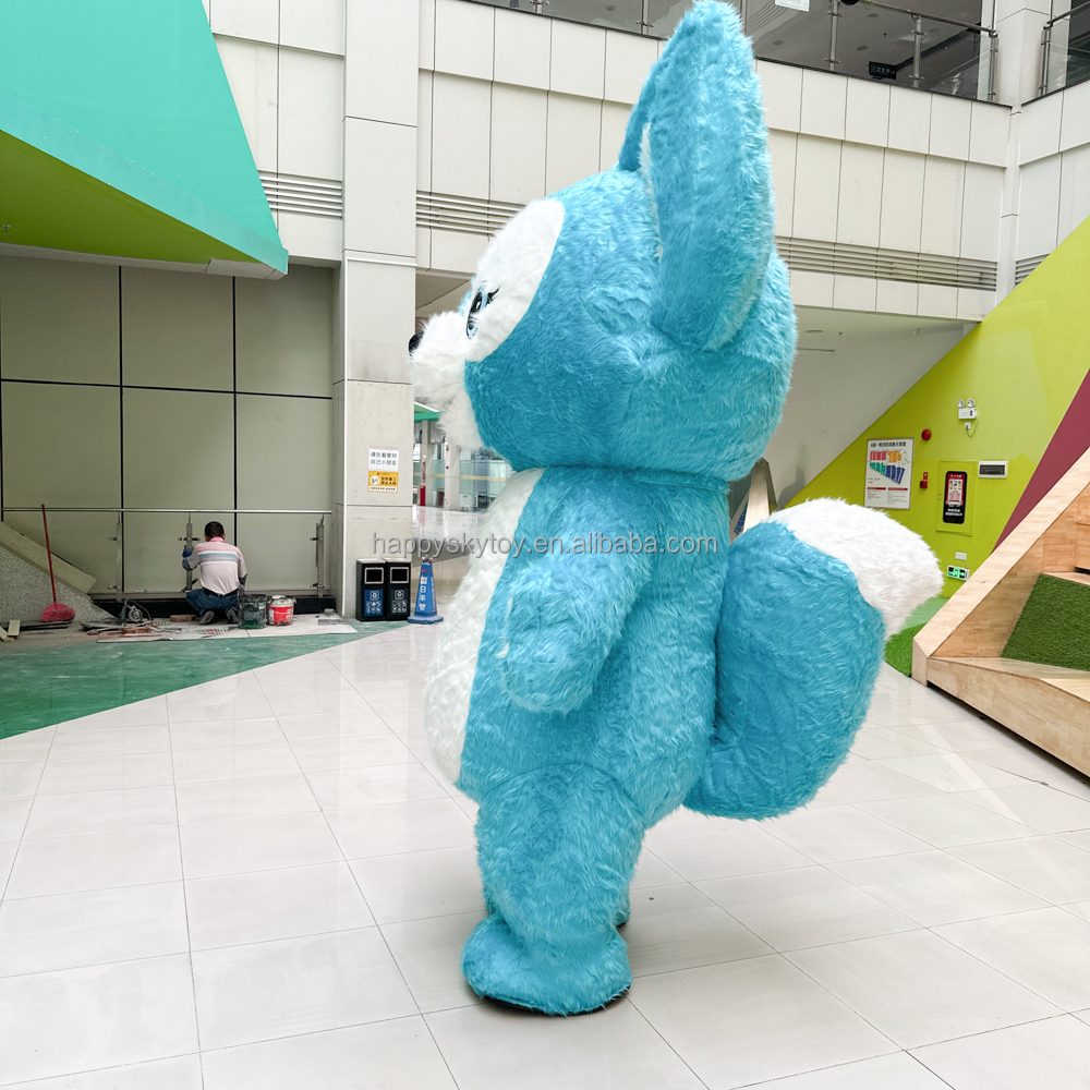 Long Plush Inflatable Blue fox Costume Funny Dress Mascot Anime Animal Mascot Costume