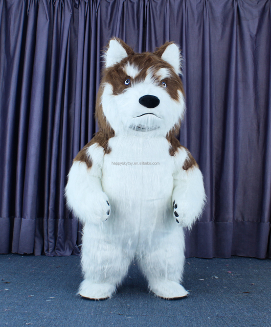 Carnival Cosplay 2m Inflatable Huskey Dog Toys Moving Cartoon Mascot Costume Unisex Plush Huskey Patrol Dog Costumes for Parade