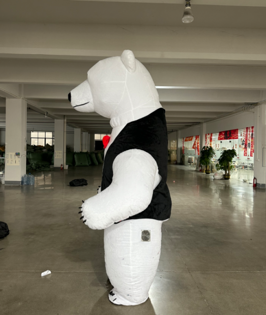 Best Seller Vest and Tie Inflatable White Polar Bear Mascot Costume for Kids Wearable Walking Cartoon Costumes Rental Available
