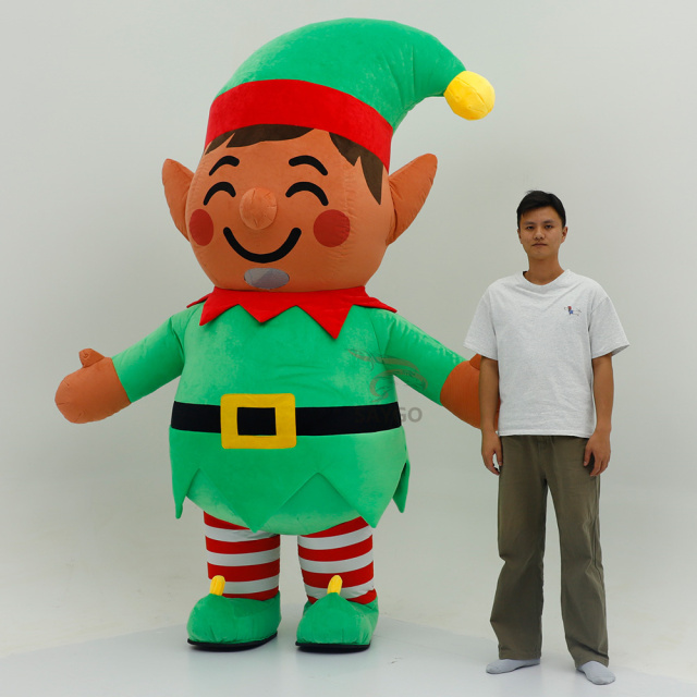 Deluxe Velvet Inflatable Adult Christmas Elf Mascot Costume Luxury Adult Fancy Dress for Christmas Party and Carnival Costumes,Big Mascot,Deluxe Velvet Inflatable Adult Christmas Elf Mascot Costume Luxury Adult Fancy Dress for Christmas Party and Carnival Costumes