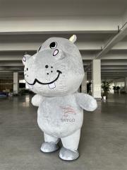 Inflatable Gray Hippo Mascot Costume Customizable Adult Anime Cosplay Christmas Party Hand-Drawn Fancy Dress Carnival Suit
