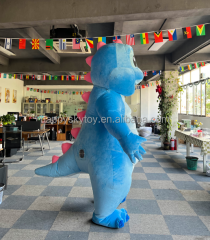 Inflatable Blue Dragon Adult Mascot Costume Cartoon Dinosaur Cosplay Movie Character Plush Fursuit Blue Dragon Plush Costume