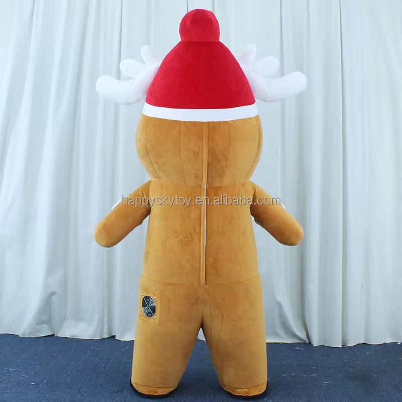 Lovely Dress 2.6m Walking Inflatable Gingerbread Mascot Costumes Adult Halloween Carnival Plush Furry Gingerbread Costume Events